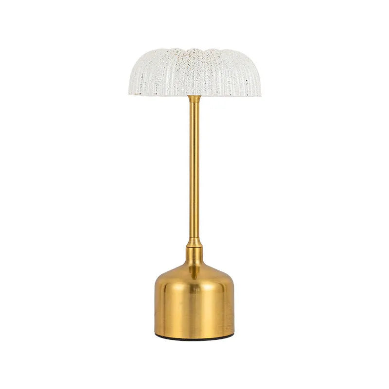 Retro bronze metal table lamp with trichromatic light and electrodeless dimming on desk