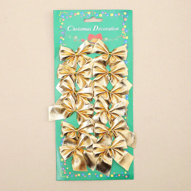 Christmas tree decorative bows in red, gold, silver, and red gold colours, 5 cm polyester ribbon ornaments