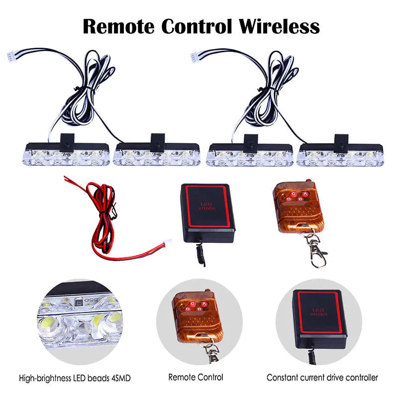Car mounted LED wireless remote emergency warning light in black for automobile hazard alerting