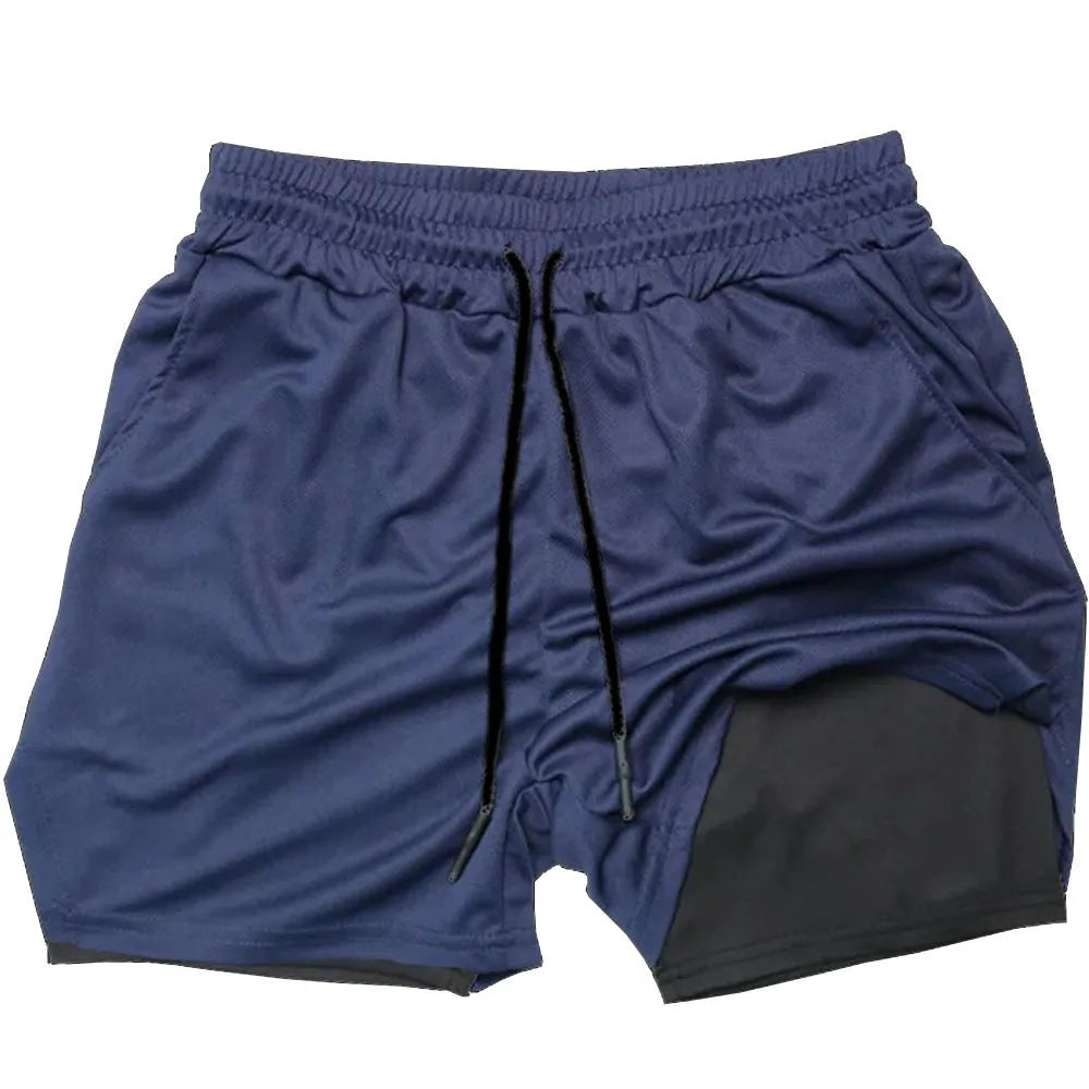 Double-layer camouflage quick-drying shorts for summer running and fitness in black and white