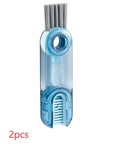 3 in 1 multi-functional bottle cup cover brush with spiral design, food-grade plastic and nylon bristles, 11.4 cm, transparent green