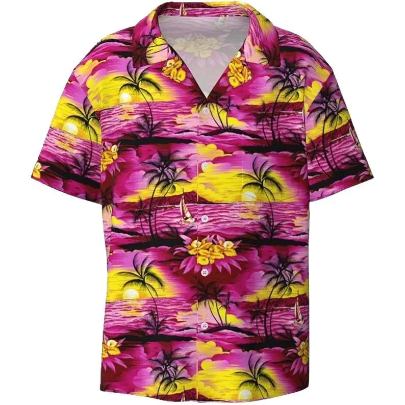Men's short sleeve casual camouflage shirt in slim-fit cardigan style, available in multiple colours and sizes S-XXXXL