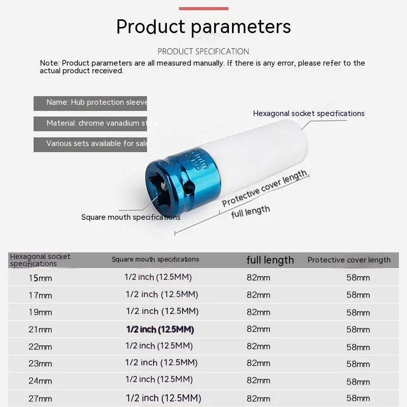 45# steel hexagon impact socket in 17mm for pneumatic wrench tyre removal