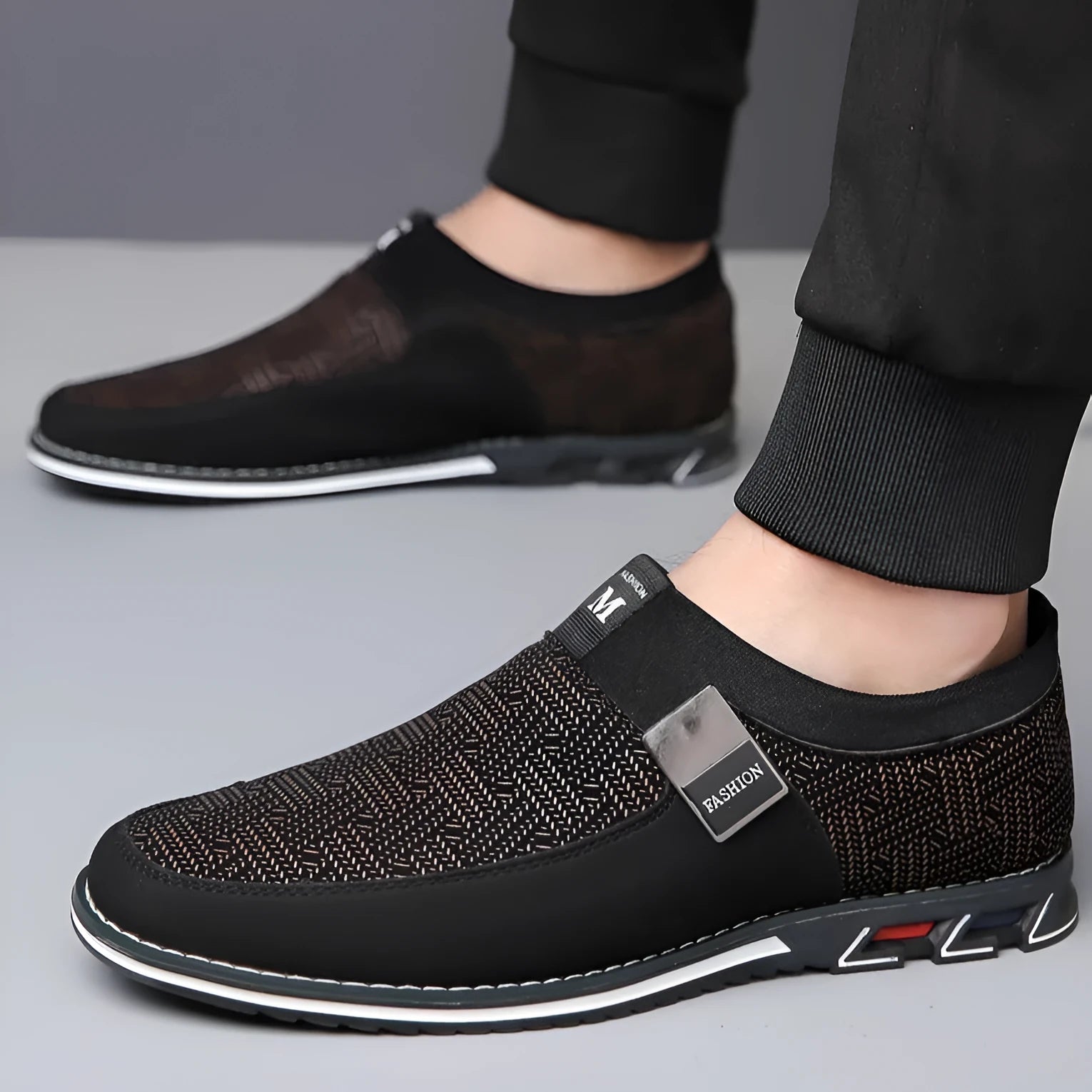 Men's casual flat low-top synthetic leather shoes in a colour option, rubber sole, square toe, low heel 1-3cm