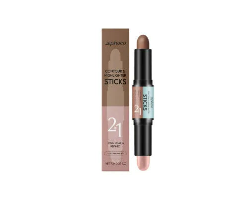 2-in-1 outline highlighter highlight repair pen 7g in three colour choices: natural light brown, lotus root pink brown, ivory white dark brown