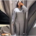 Women's fleece two-piece suit with O-neck top and wide leg trousers in multiple colour options