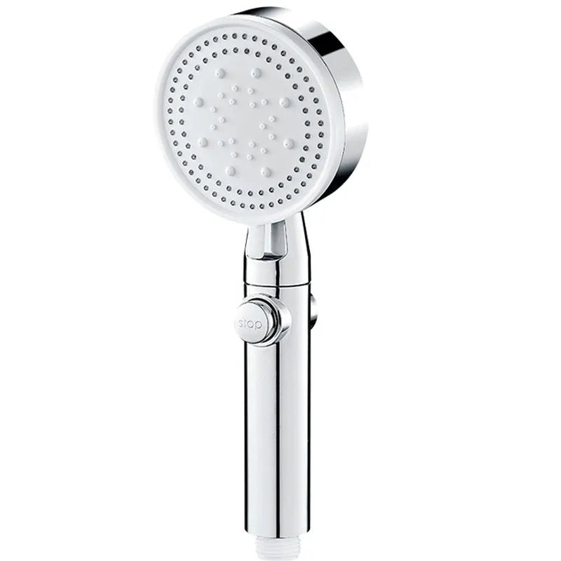 ABS pressurised 5-speed handheld shower head with large water output, 1.5m encrypted hose, in black finish
