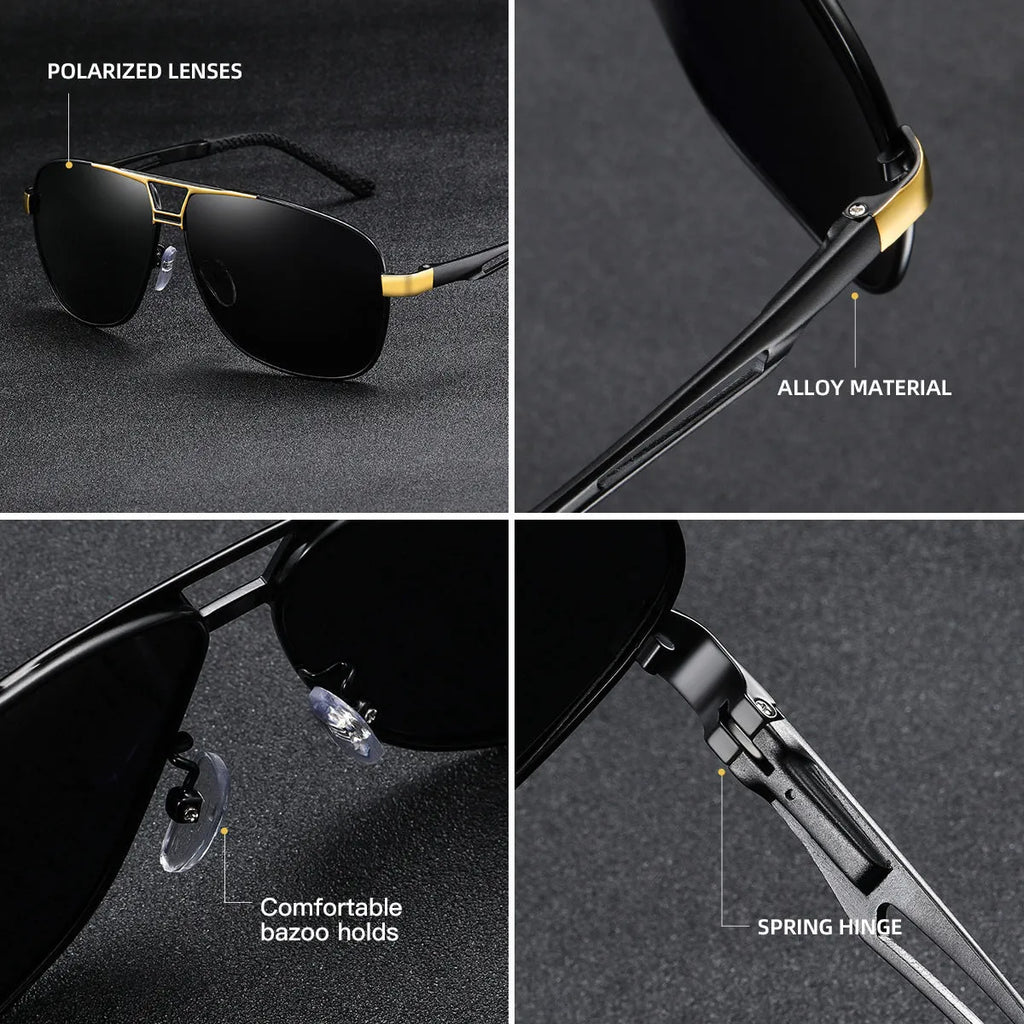 Men's orange red metal frame aviator sunglasses with polarised HD TAC lenses
