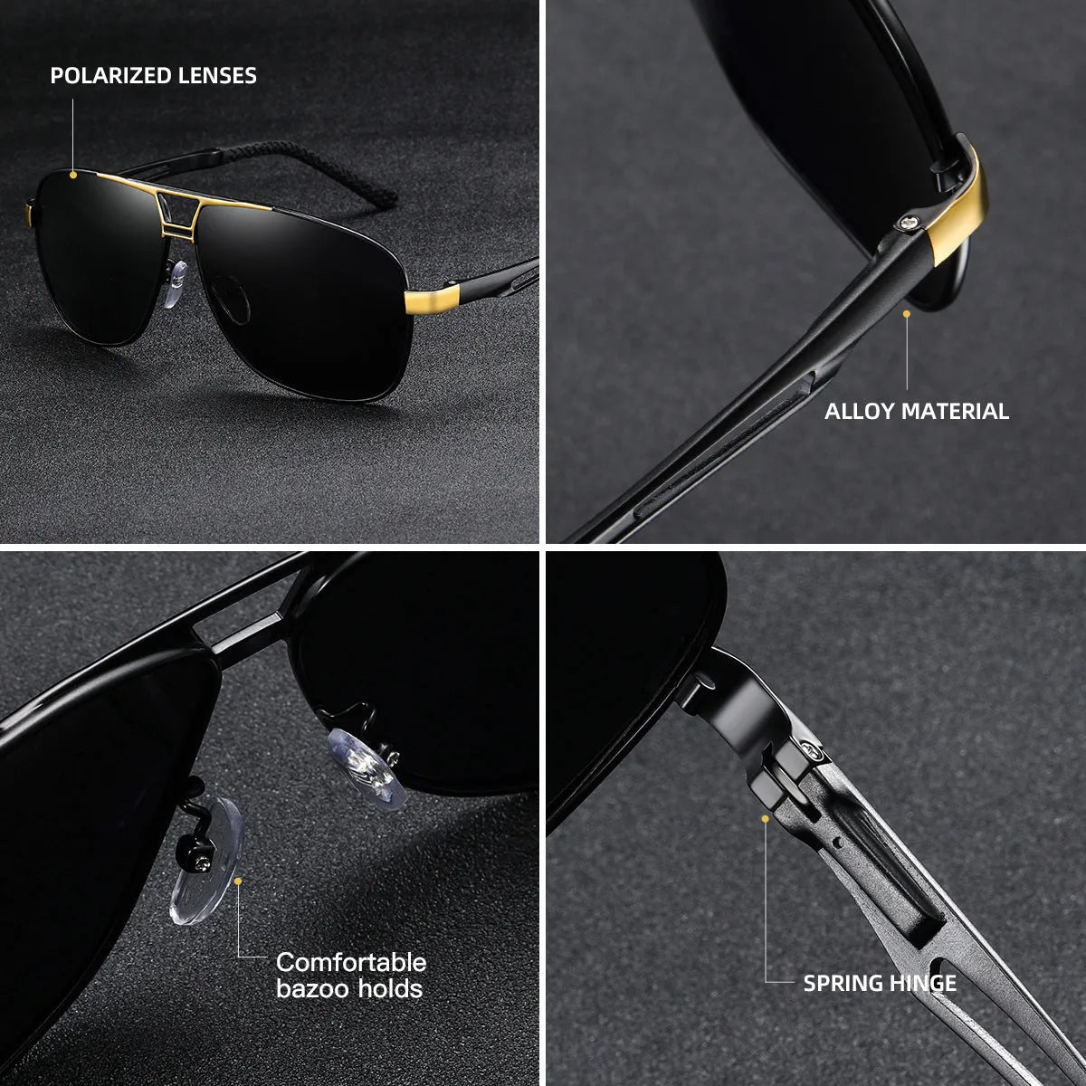 Men's orange red metal frame aviator sunglasses with polarised HD TAC lenses