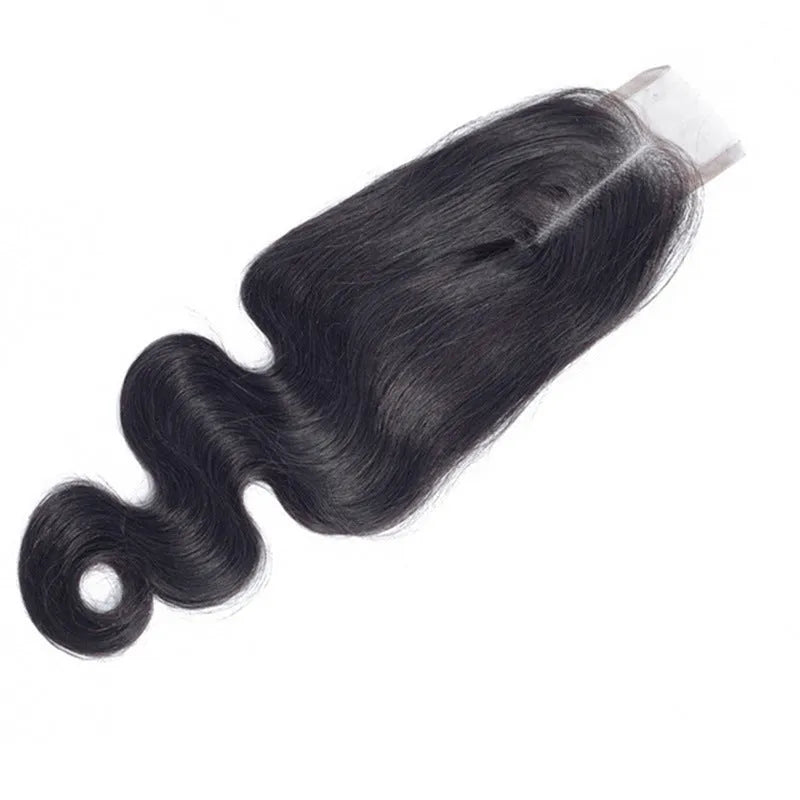 A straight, natural-coloured human hair wig for women on a stand, showing its length and hand-woven construction.