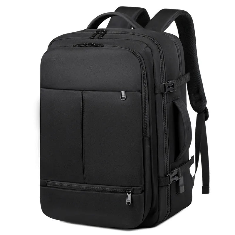 Waterproof Oxford cloth backpack for a 15.6 inch laptop, shown in multiple colours with visible pockets and zippers.