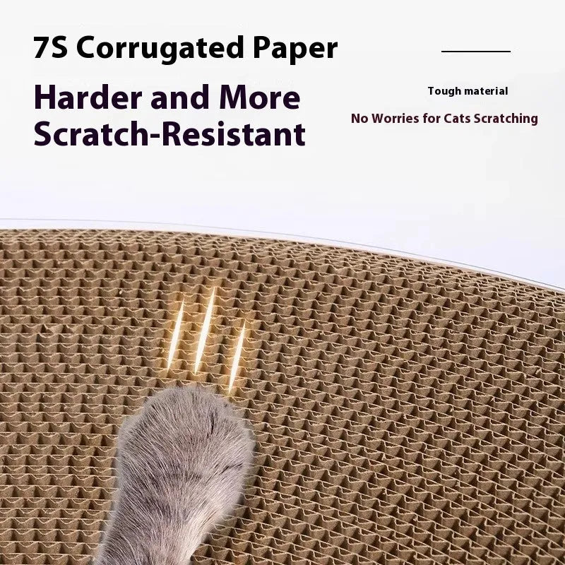 Transparent white diamond-pattern cat scratch board and tunnel nest measuring 58cm long.