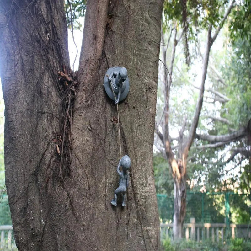 Gray resin carved tree pendant outdoor courtyard decoration 19x15x20cm