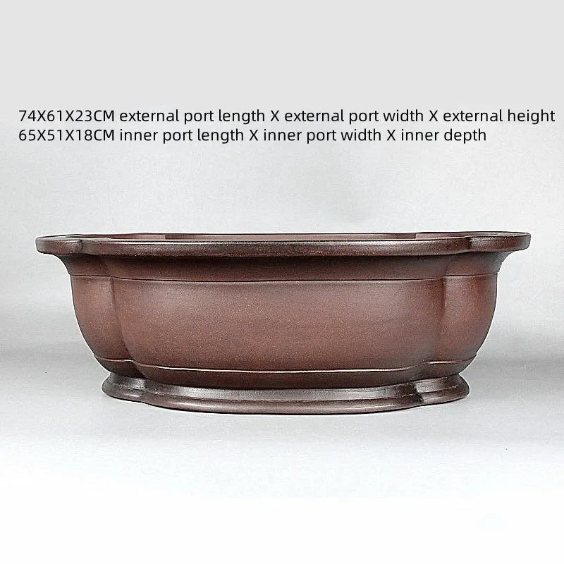 Handmade Chinese antique crabapple shaped purple clay flowerpot measuring 74x61x23cm