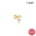 S925 sterling silver flat column thread ear bone studs in a gold electroplated finish.