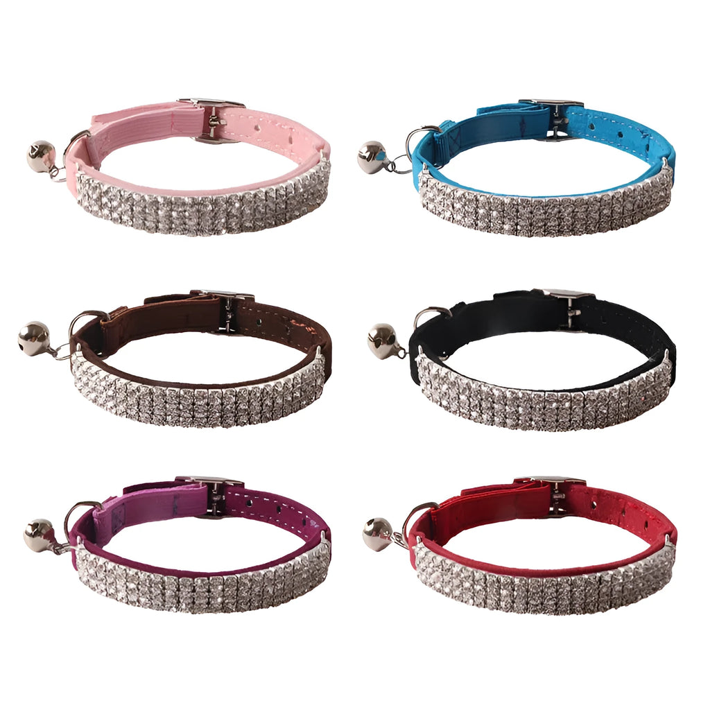Cat collar with elastic buckle in six colour options including pink, black, red, blue, purple, dark brown