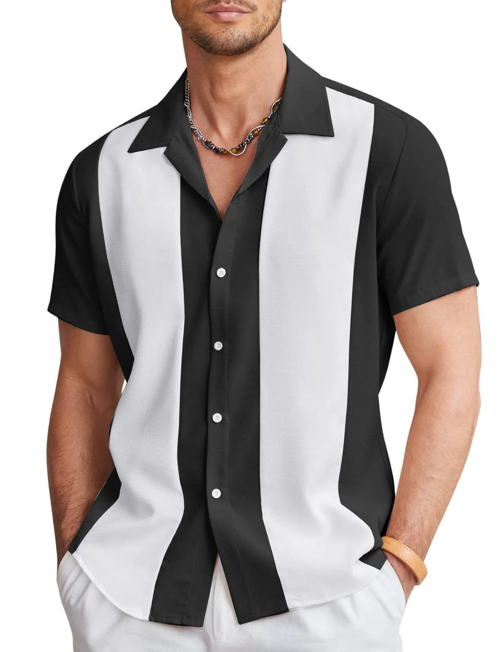 Men's slim fit Hawaiian style cardigan shirt with digital print in size S to 6XL, polyester fabric