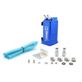 Aluminium alloy oil catch tank in round shape with black finish and two hose ports