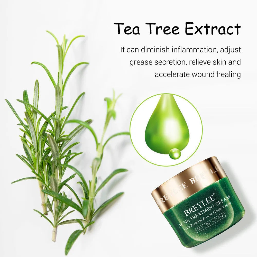 BREYLEE Tea Tree Acne Cream pot with moisturising acne scar treatment for general skin