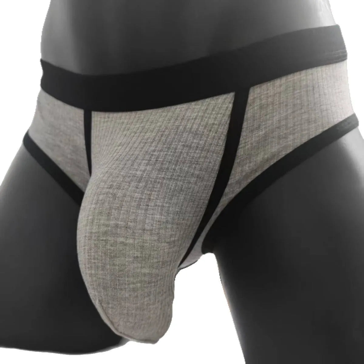 Men's triangle breathable knitted viscose U-shaped big bag underwear in solid colour shown on model