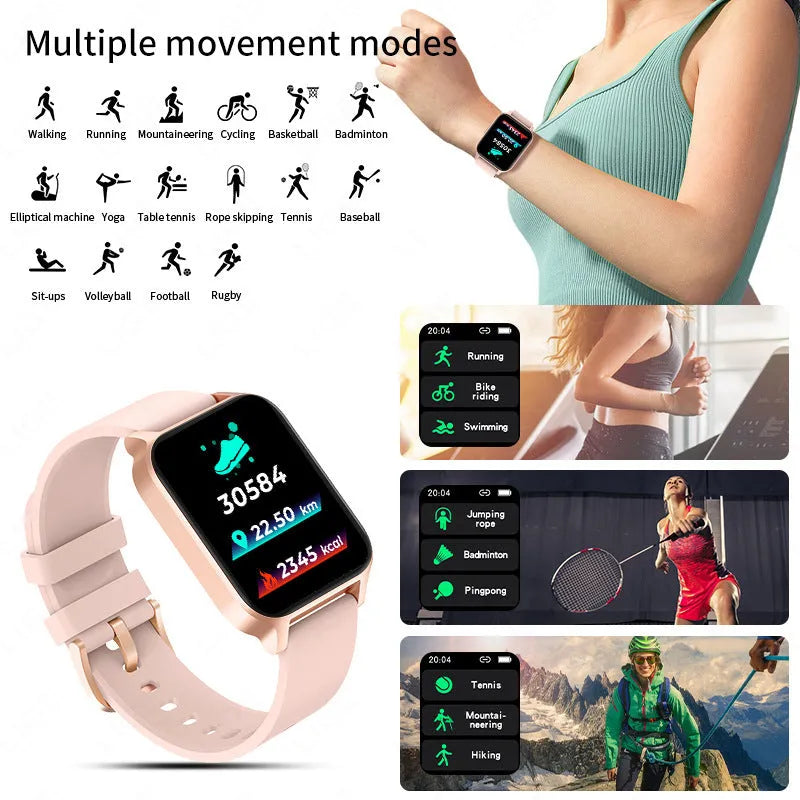 Smart colour screen health detection watch with black mesh strap displaying heart rate and blood oxygen data.