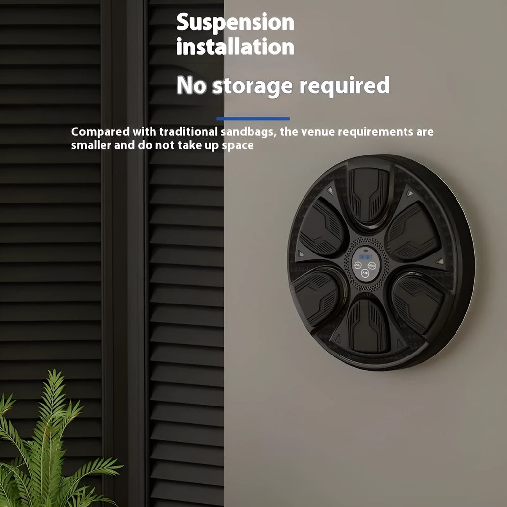Intelligent music boxing machine wall target in black with leather and PP construction for home reaction training