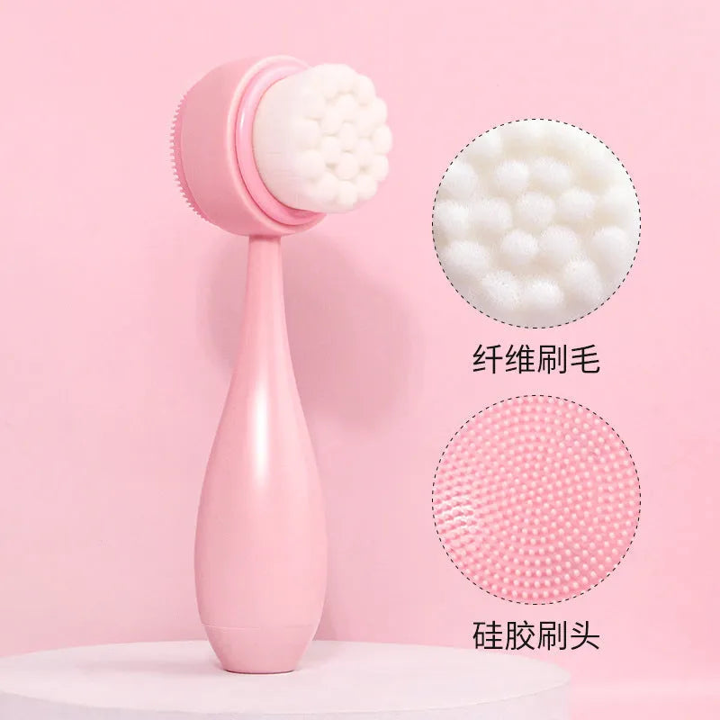 Facial brush set with coral fleece hair bands and nylon brushes in multiple colour options