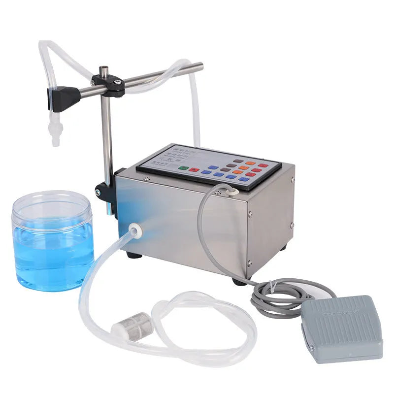 CNC Filling Machine GFK-280 automatic quantitative liquid dispenser unit on a bench.