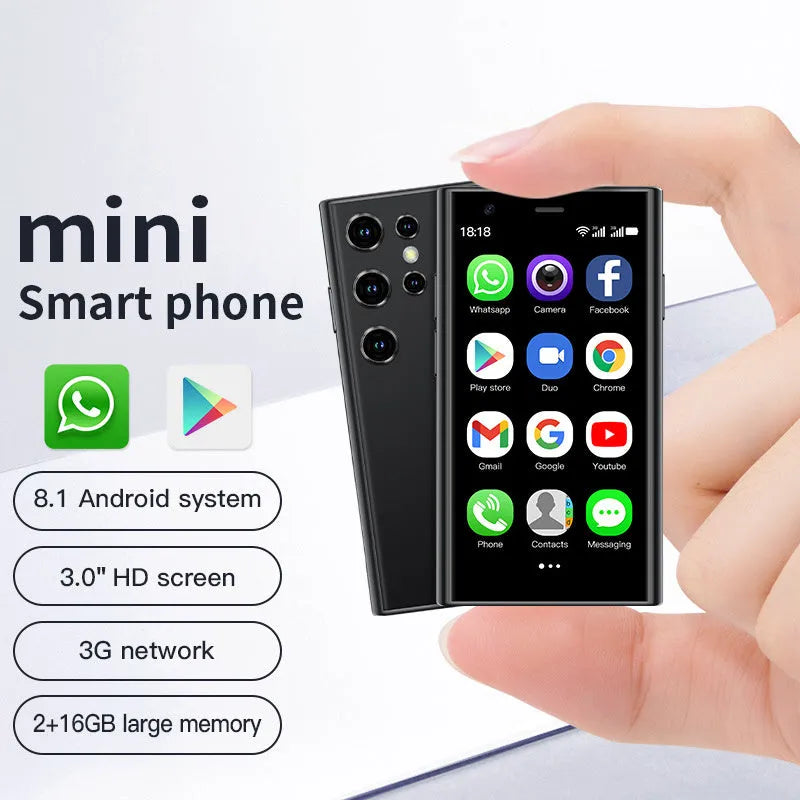 S23PRO XS15 mini smartphone in black, green or pink purple with 30 screen and straight plate design