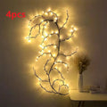 Flexible 2.3m vine light garland with 144 warm white LEDs and birch bark texture on a wall