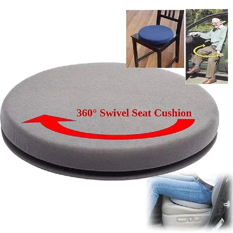 360-degree rotating car seat cushion with anti-slip base and plush cloth cover