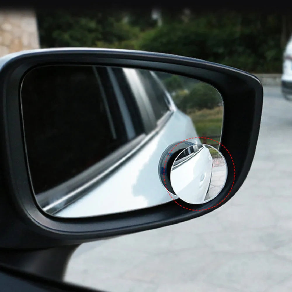 Silver car reflective rearview mirror 5cm 360 degree adjustable blind spot mirror with convex glass surface