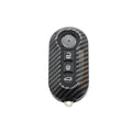 Fiat 500 Boyue car key shell in carbon fibre black ABS plastic, showing button layout.