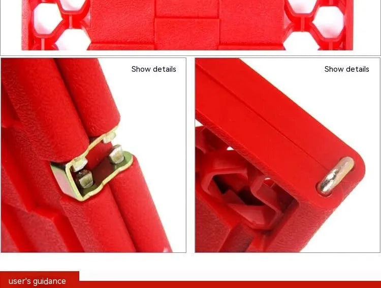 Folding anti-slip mud snow rescue board pair orange PP metal for automobiles 18x60 inches