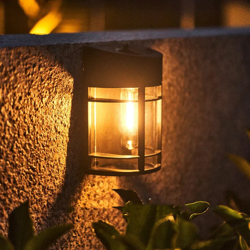 Set of solar outdoor wall lights with warm light, IP65 waterproof, for patio balcony or garden use