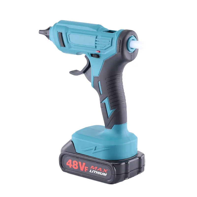 Rechargeable lithium electric hot melt glue gun 21V bare metal with 2 batteries and glue sticks
