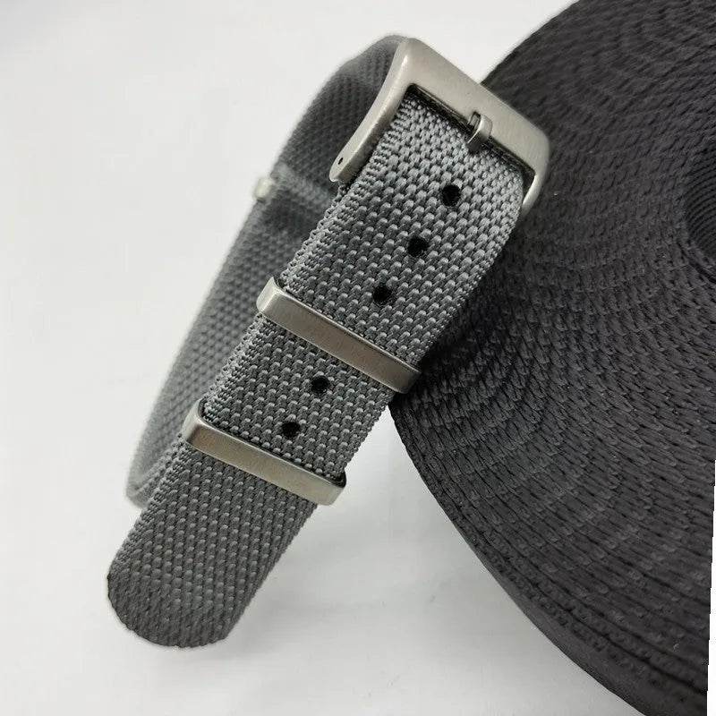 Nylon NATO watch strap in multiple colours showing 20mm and 22mm width options