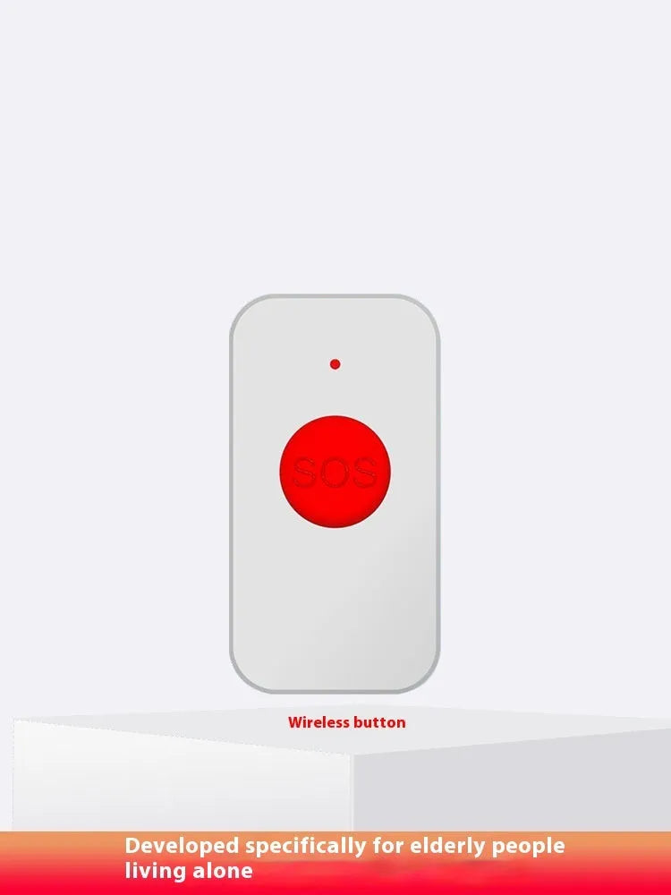 White emergency alert system with one buzzer unit and three portable emergency button transmitters
