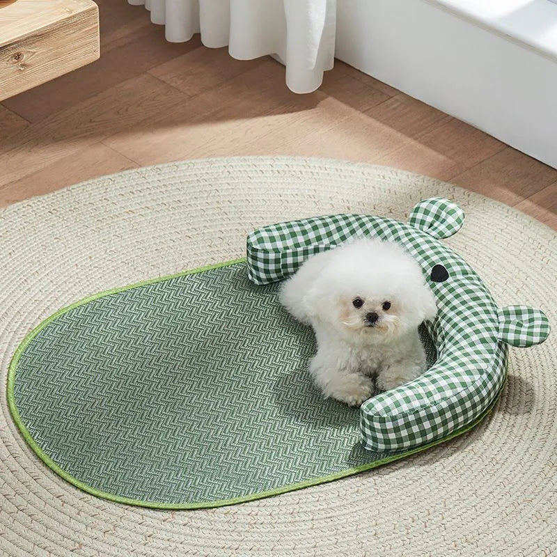 Green or yellow four-season pet cooling mat for small and medium dogs and cats in S M L XL sizes