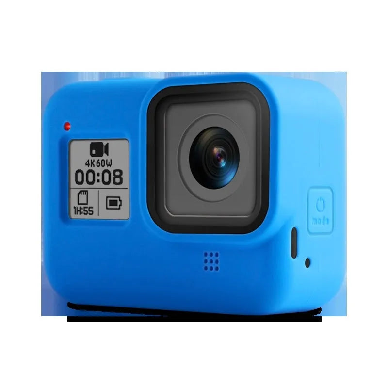 GoPro Hero8 Black silicone protective sleeve with anti-lost carrying strap in blue and black options