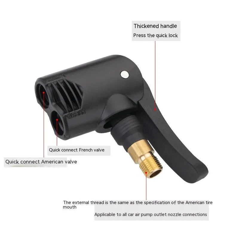Vehicle air conversion inflatable chuck two-in-one nozzle with two connectors and 16cm clarinet