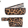 Light luxury storage protective bag in leopard print and yellow colour options showing zip closure