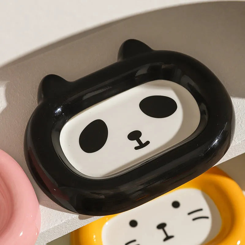 Ceramic pet food bowl with animal pattern for cats and dogs