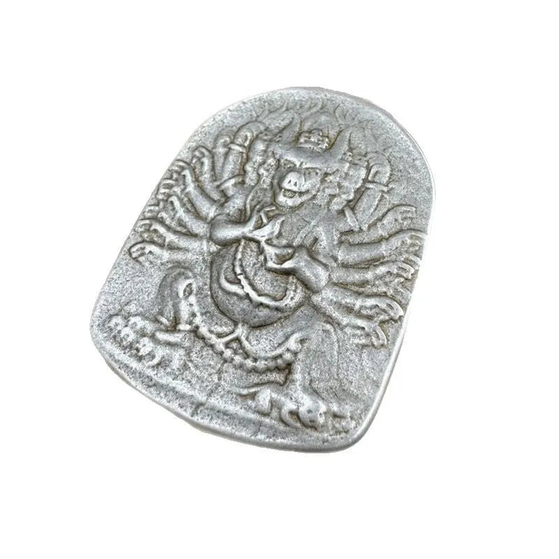 Iron metal pendant ornament with Yamantaka Aryaacalanatha Chinese style geometric design