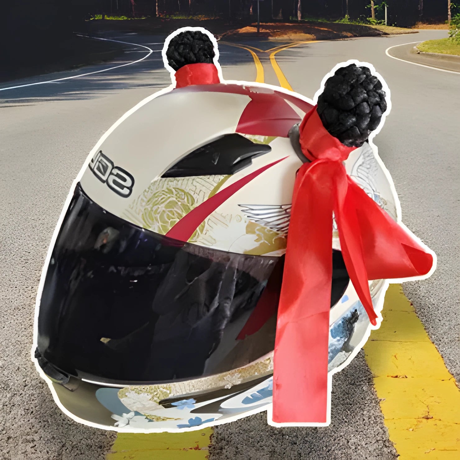 Braided spherical helmet decorative balls measuring 8cm tall with various colour options for motorcycle helmets