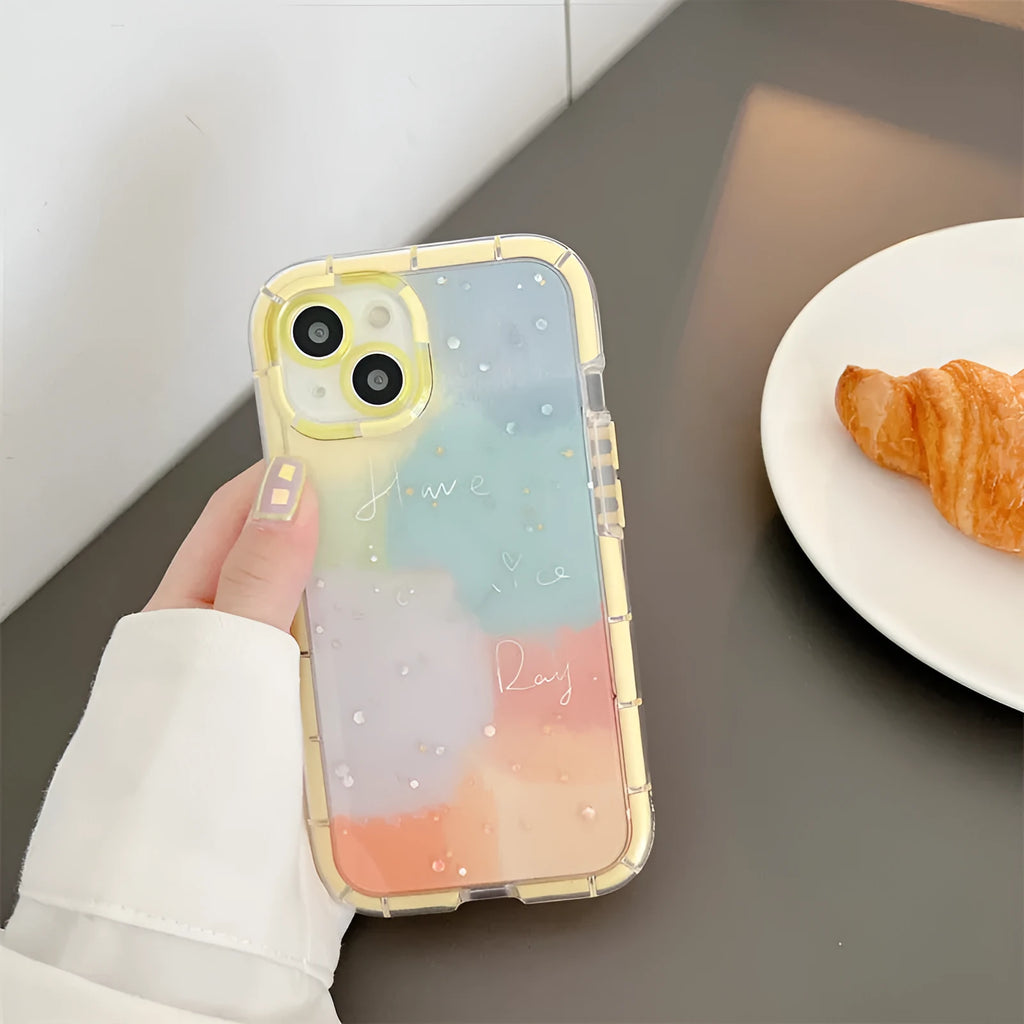 Minimalist contrast colour TPU phone case with yellow edge for iPhone 14