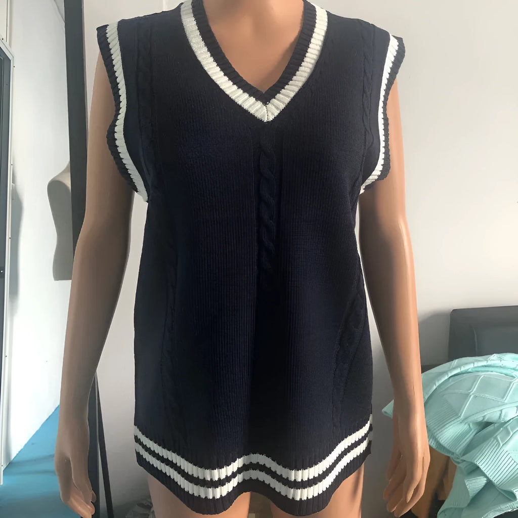 Women's slim fit V-neck knitted waistcoat sweater in acrylic fibre fabric, shown in wine red colour
