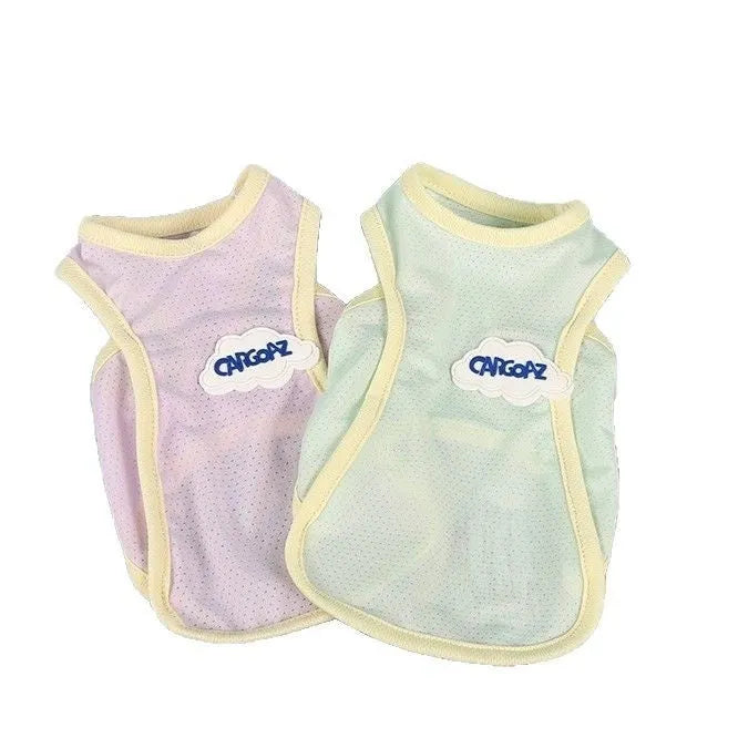 Grass green polyester cat vest summer pet clothing anti-lint design