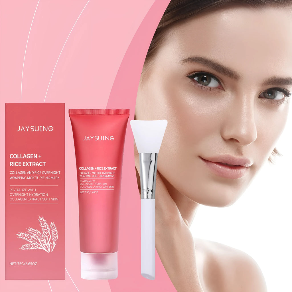 Glowing Skin Rejuvenation Mask 75g with brush for collagen and rice extract facial treatment