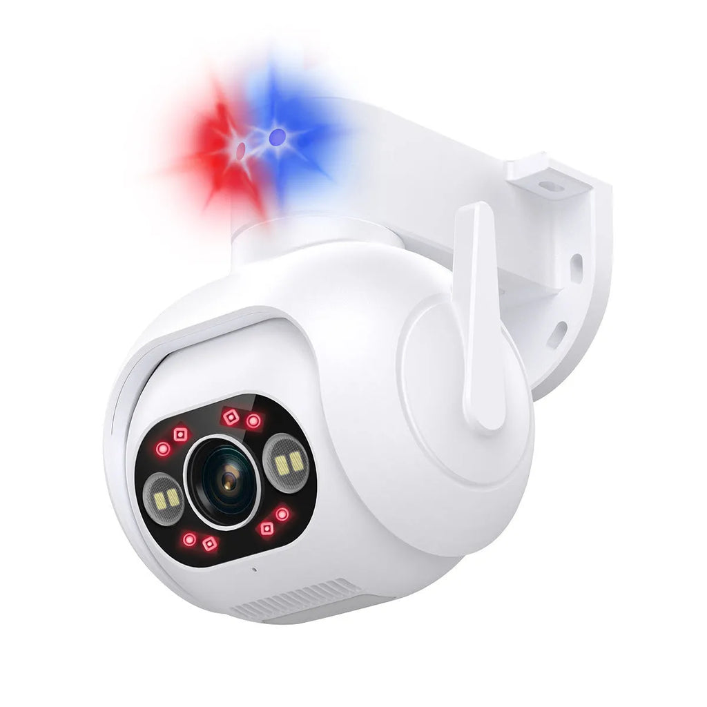 White Smart Color Night Vision H265 4MP security camera with wall mount bracket